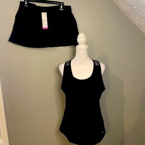 NWT women’s black and white Prince Dri fit tennis outfit with skort